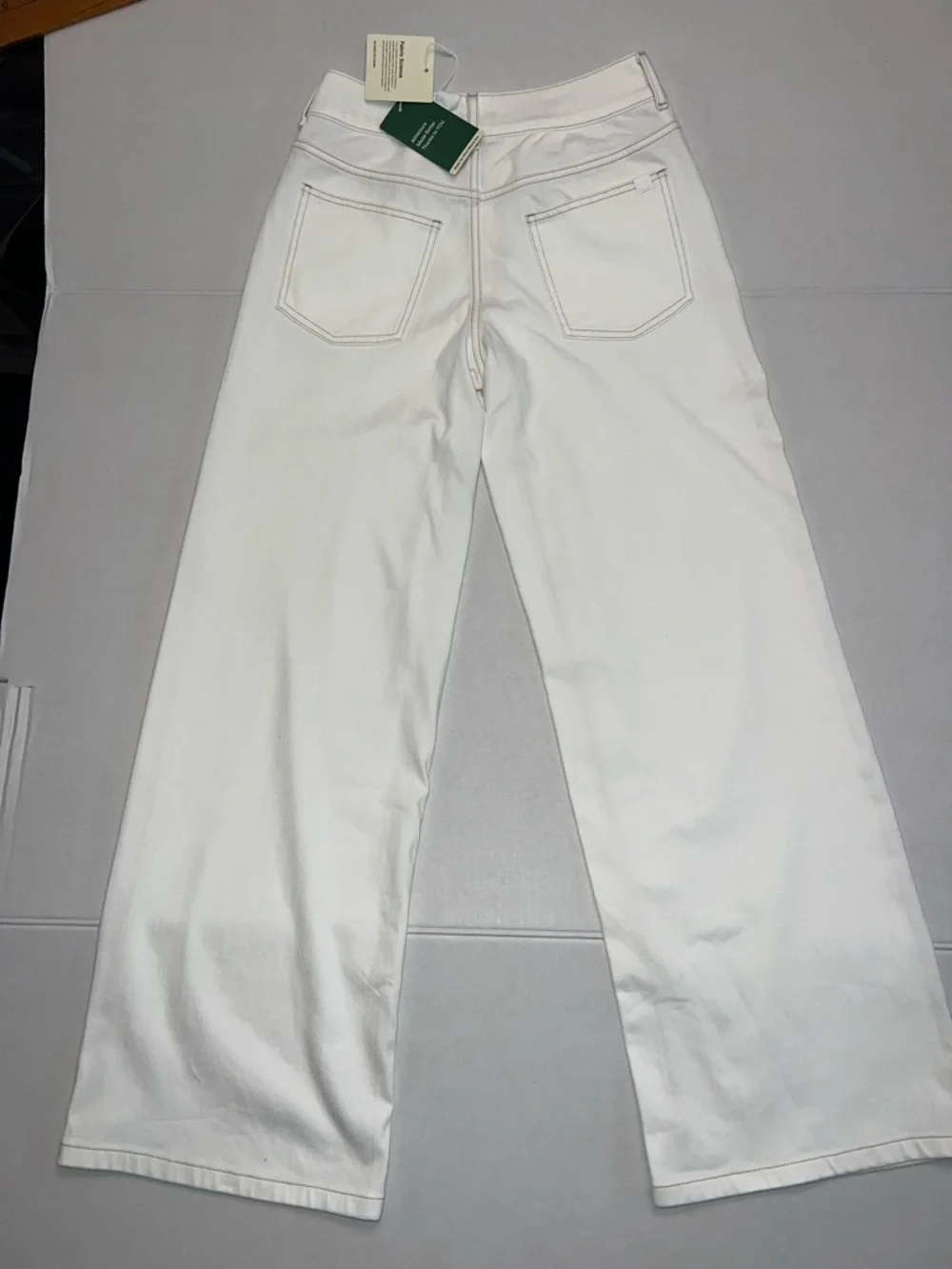 HALARA ASYMMETRIC WHITE STRETCH DENIM WIDE LEG JEANS PANTS SIZE XS NEW - Picture 5 of 16